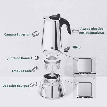 Cafetera Italiana De Acero Inoxidable  9 Tazas Inducción