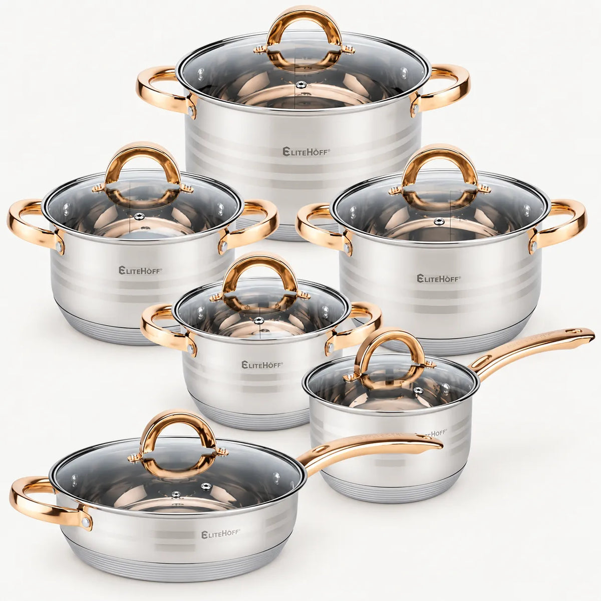 Batería de cocina de acero inoxidable | 12 piezas