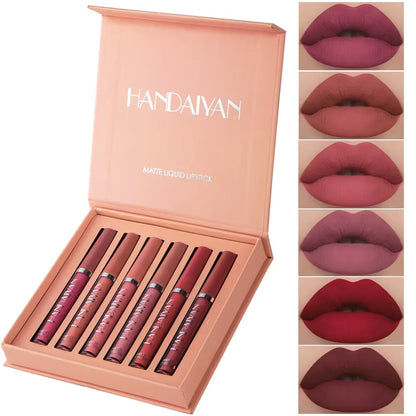 Set de labiales líquidos mate (6 tonos) – Alta pigmentación