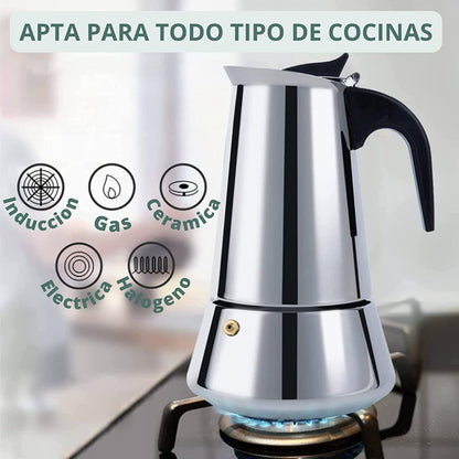 Cafetera Italiana De Acero Inoxidable  9 Tazas Inducción