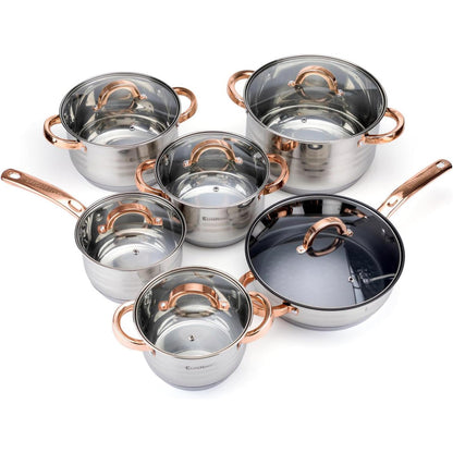 Batería de cocina de acero inoxidable | 12 piezas
